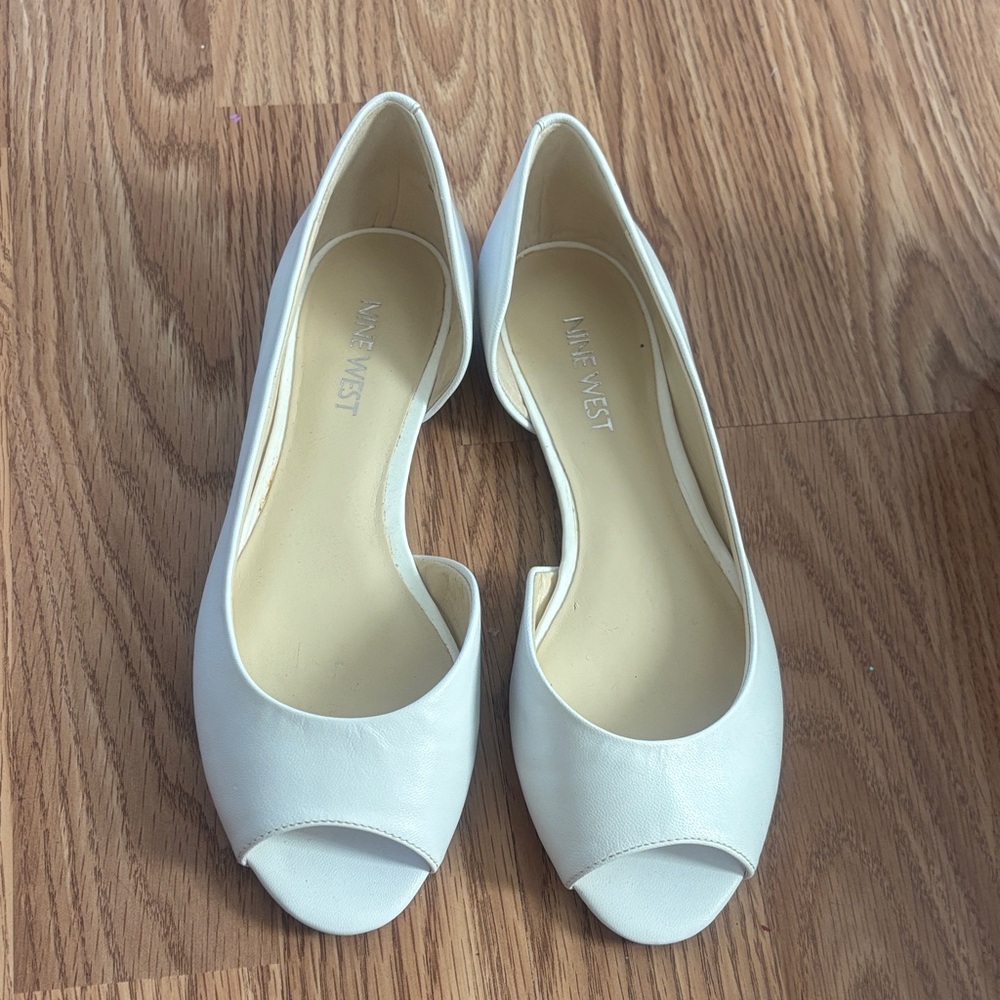 Nine West Cream Peep Toe Flats